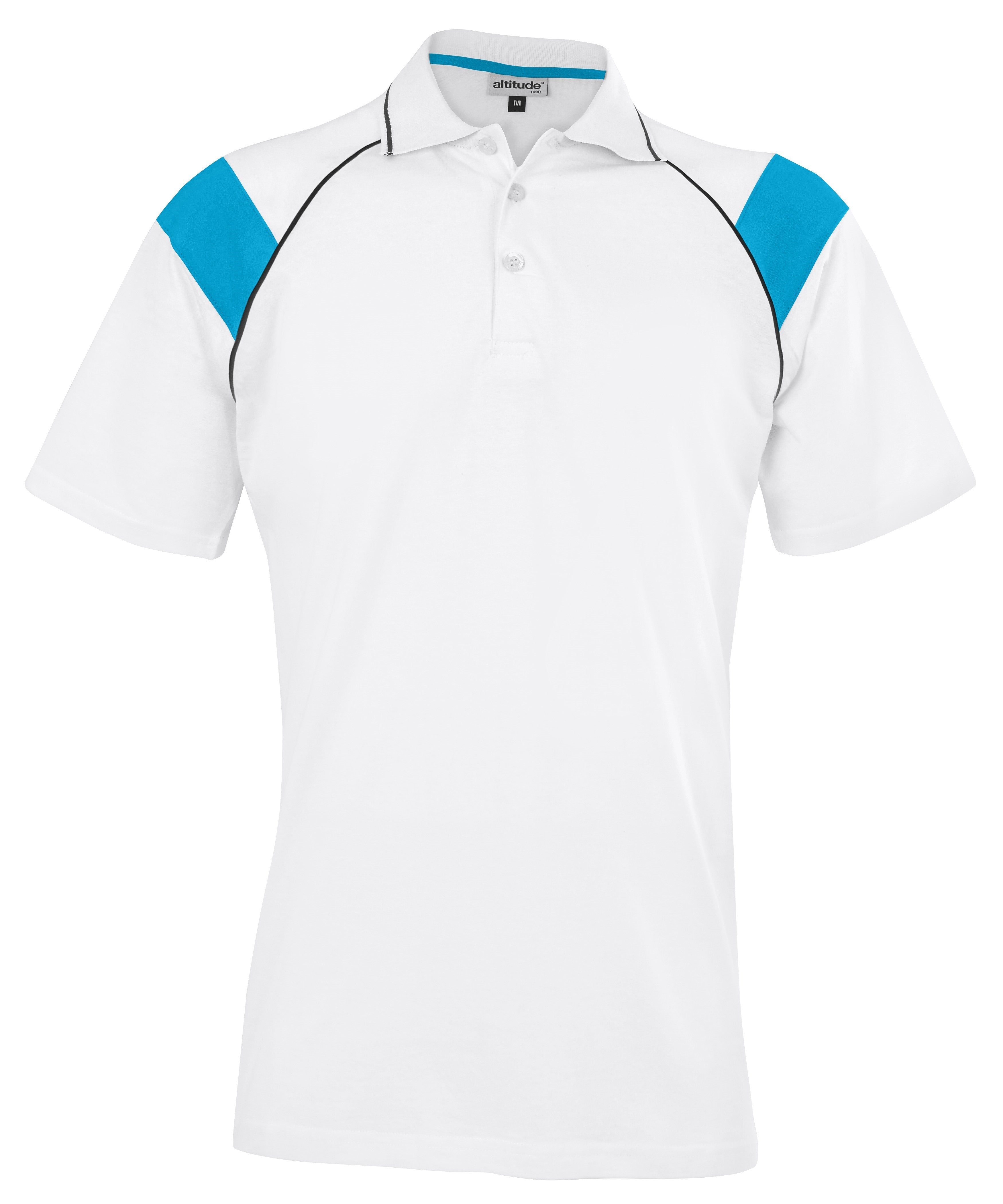 Mens Score Golf Shirt - White Light Blue Only-2XL-Cyan-CY