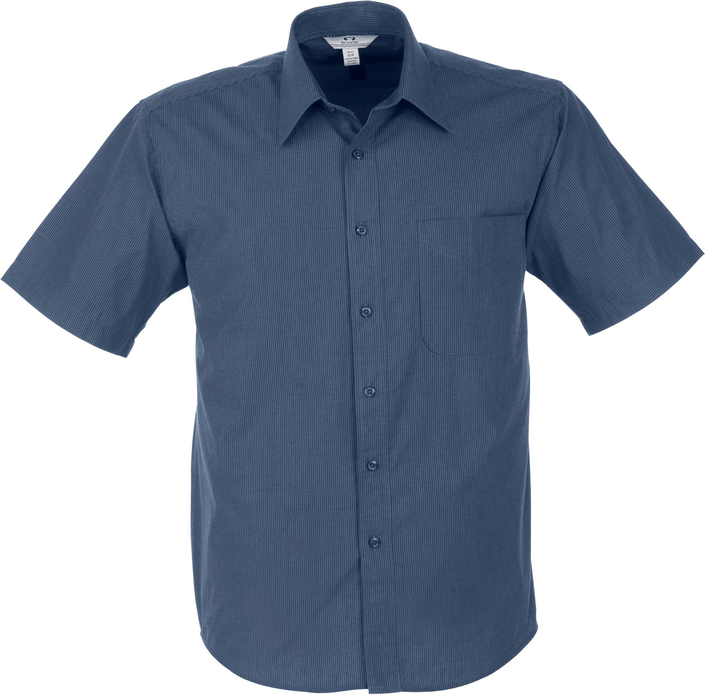 Mens Short Sleeve Micro Check Shirt-2XL-Navy-N
