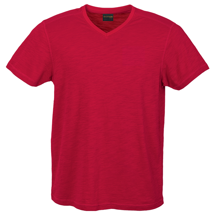 Mens Slub V Neck T-Shirt Red / XS / Last Buy - T-Shirts