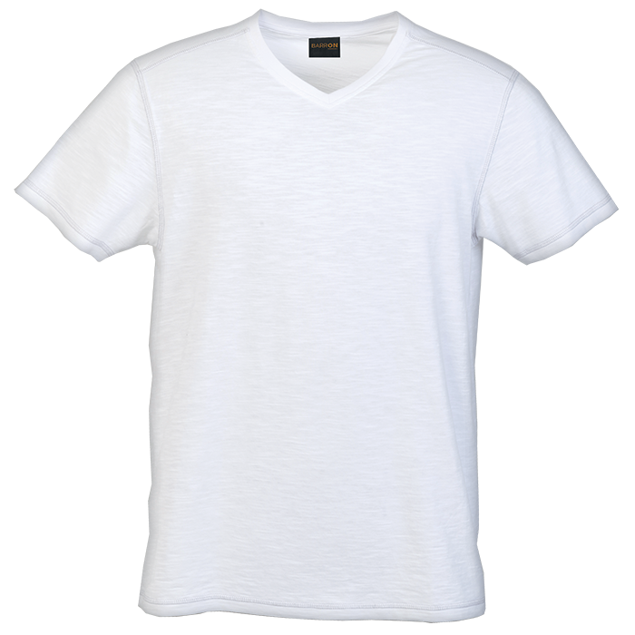 Mens Slub V Neck T-Shirt  White / XS / Last Buy - 