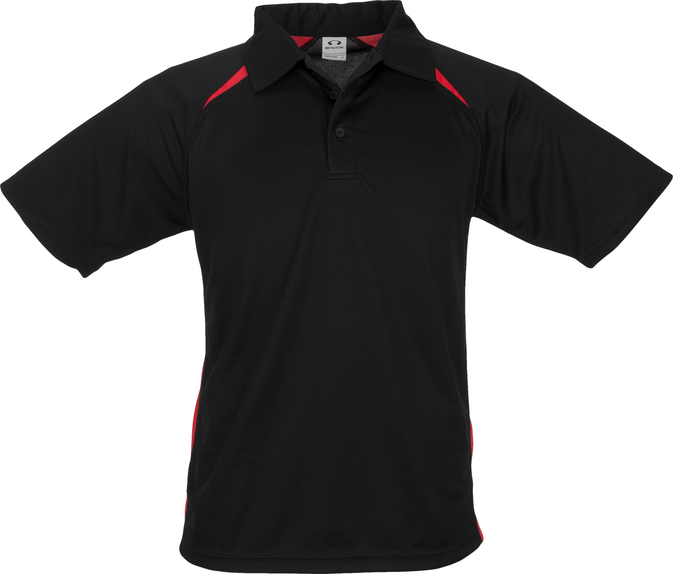 Mens Splice Golf Shirt-L-Black With Red-BLR