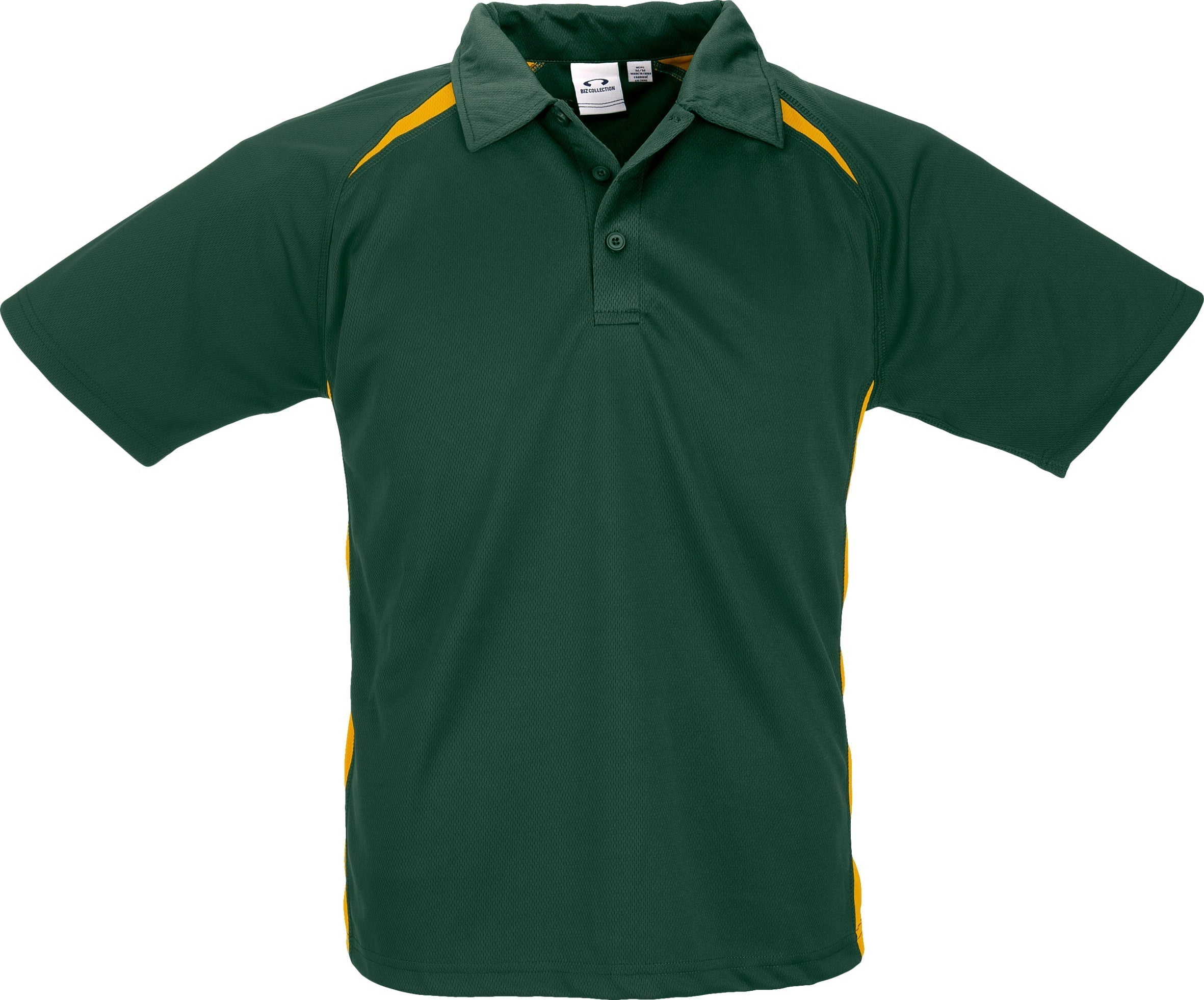 Mens Splice Golf Shirt-L-Green and Gold-GG