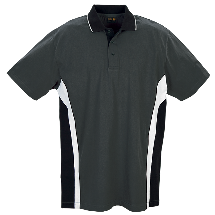 Mens Three Tone Golfer Grey/White/Black / SML / Last Buy - Golf Shirts