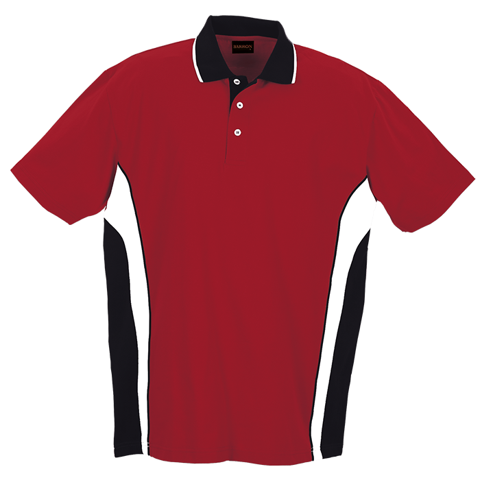 Mens Three Tone Golfer Red/White/Black / SML / Last Buy - Golf Shirts