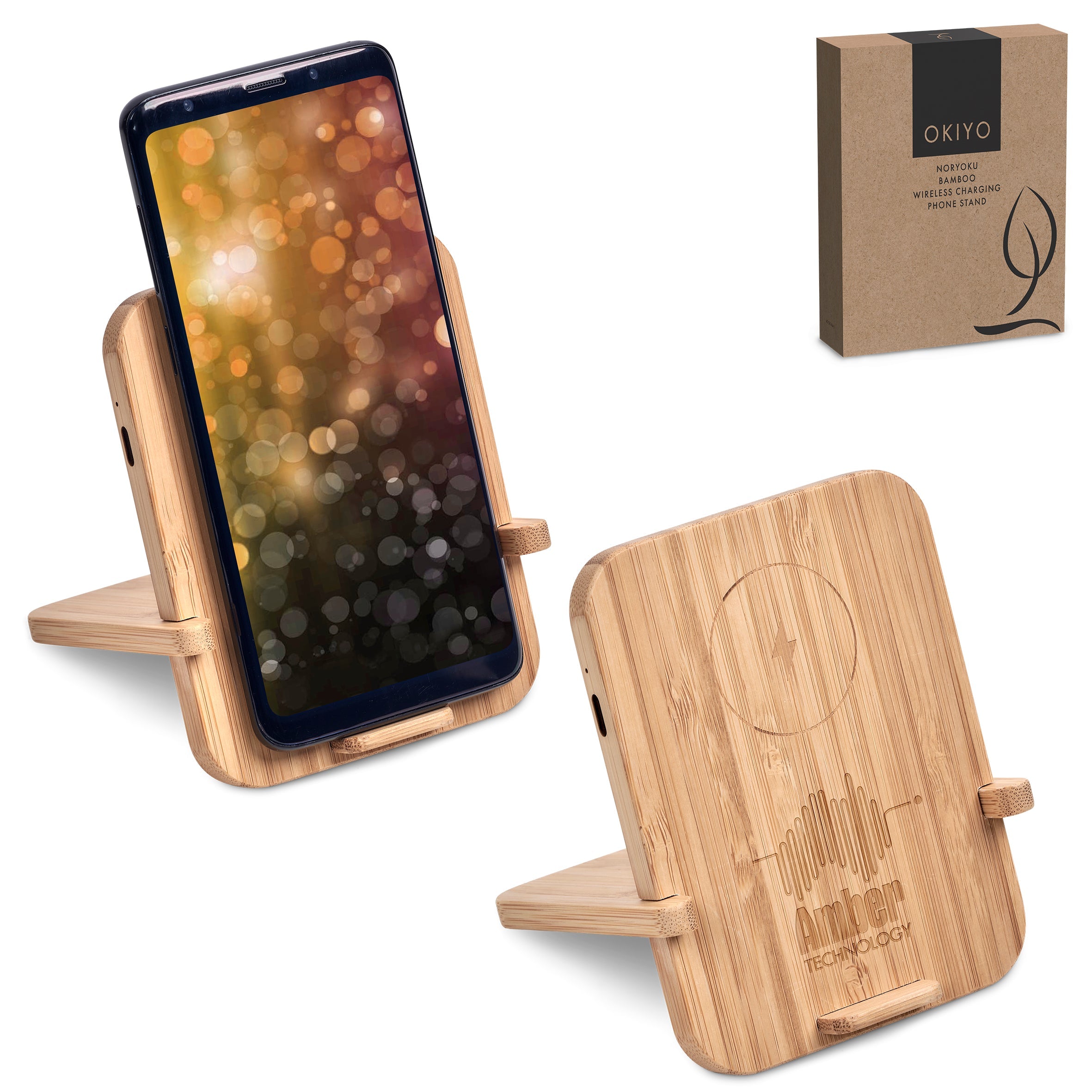 Noryoku Bamboo Wireless Charging Phone Stand Natural / NT
