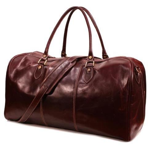 Nuvo Bristol Leather Carry On Duffel Bag Brown-Duffel Bags