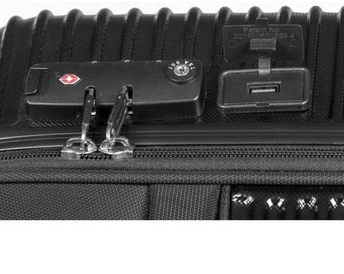 Detail of security lock on the cabin case