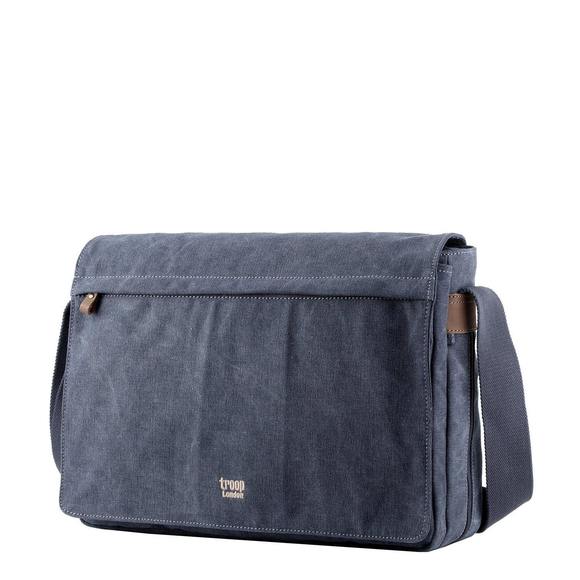 Organic Cotton Laptop Large Messenger Bag | Blue-Messenger Bags
