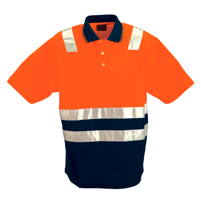 Patrol High Visibility Golf Shirt Safety Orange/Navy / SML / Regular