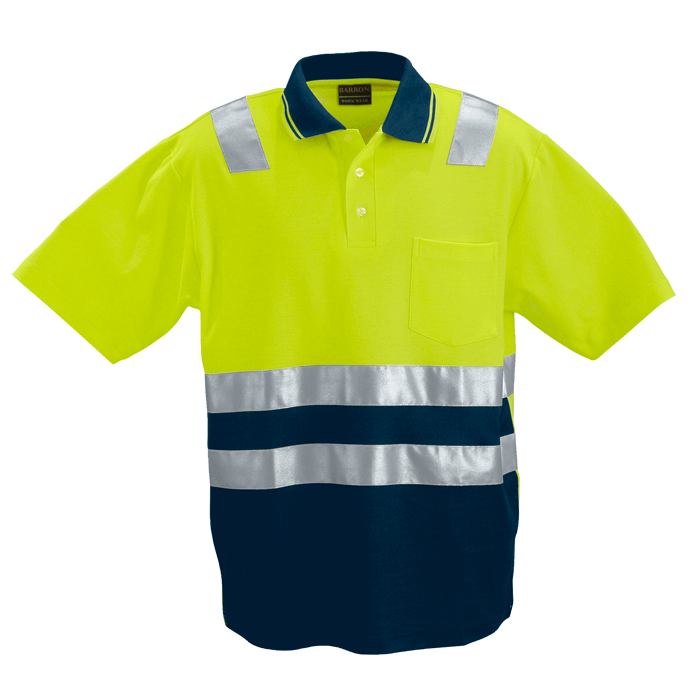 Patrol High Visibility Golf Shirt Safety Yellow/Navy / SML / Regular