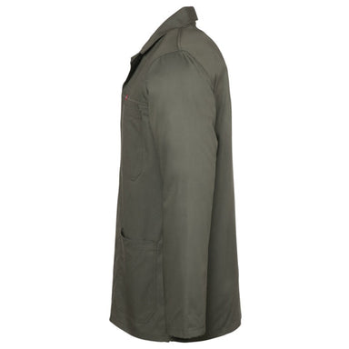 Olive coloured polycotton work jacket front view