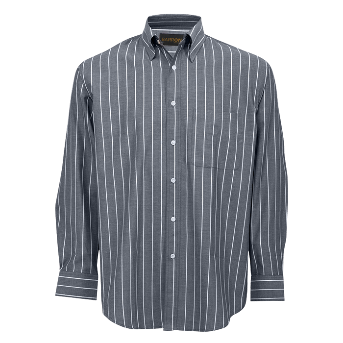 President Stripe Lounge Long Sleeve Charcoal/White / SML / Last Buy - Shirts-Corporate