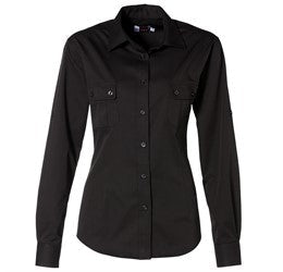 US Basic Safari Ladies Long Sleeve Shirt - Black Only-