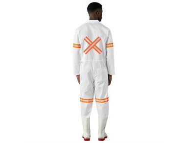 Safety Polycotton Boiler Suit - Reflective Arms Legs & Back - Orange Tape-