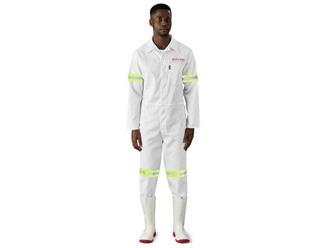 Safety Polycotton Boiler Suit - Reflective Arms & Legs - Yellow Tape-