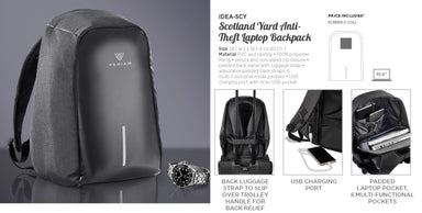 Scotland Yard Anti-Theft Tech Backpack-Backpacks-Black-BL
