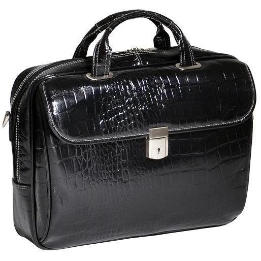 Settembre 15" Leather Medium Laptop Briefcase | Black-Briefcases