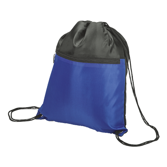 Sport Drawstring Bag With Zip Pocket Royal Blue / STD / Regular - Backpacks