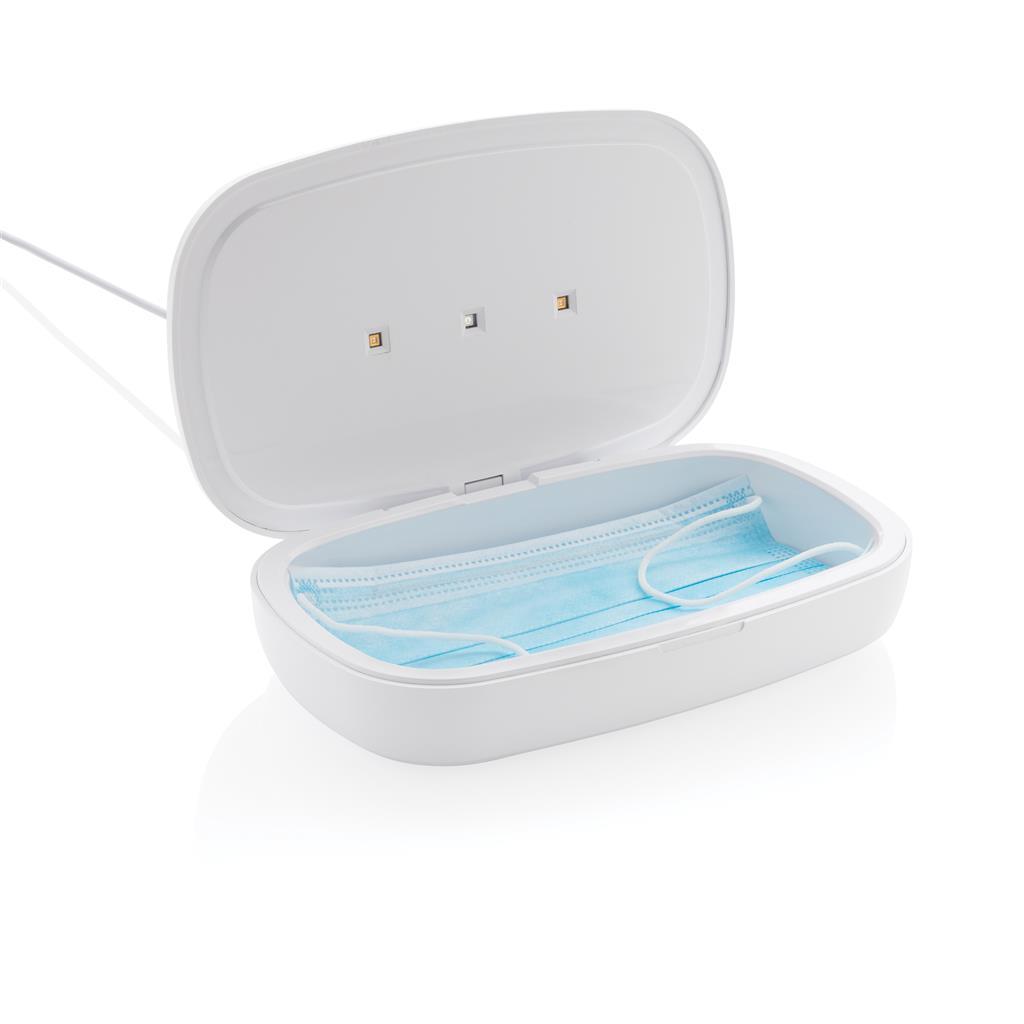 Open Sterilization Box with 5W Wireless Charger with a mask inside