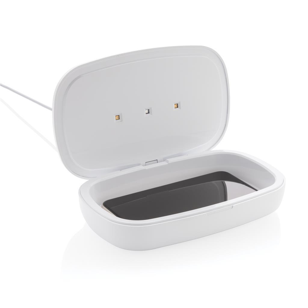 Open Sterilization Box with 5W Wireless Charger and a mobile phone
