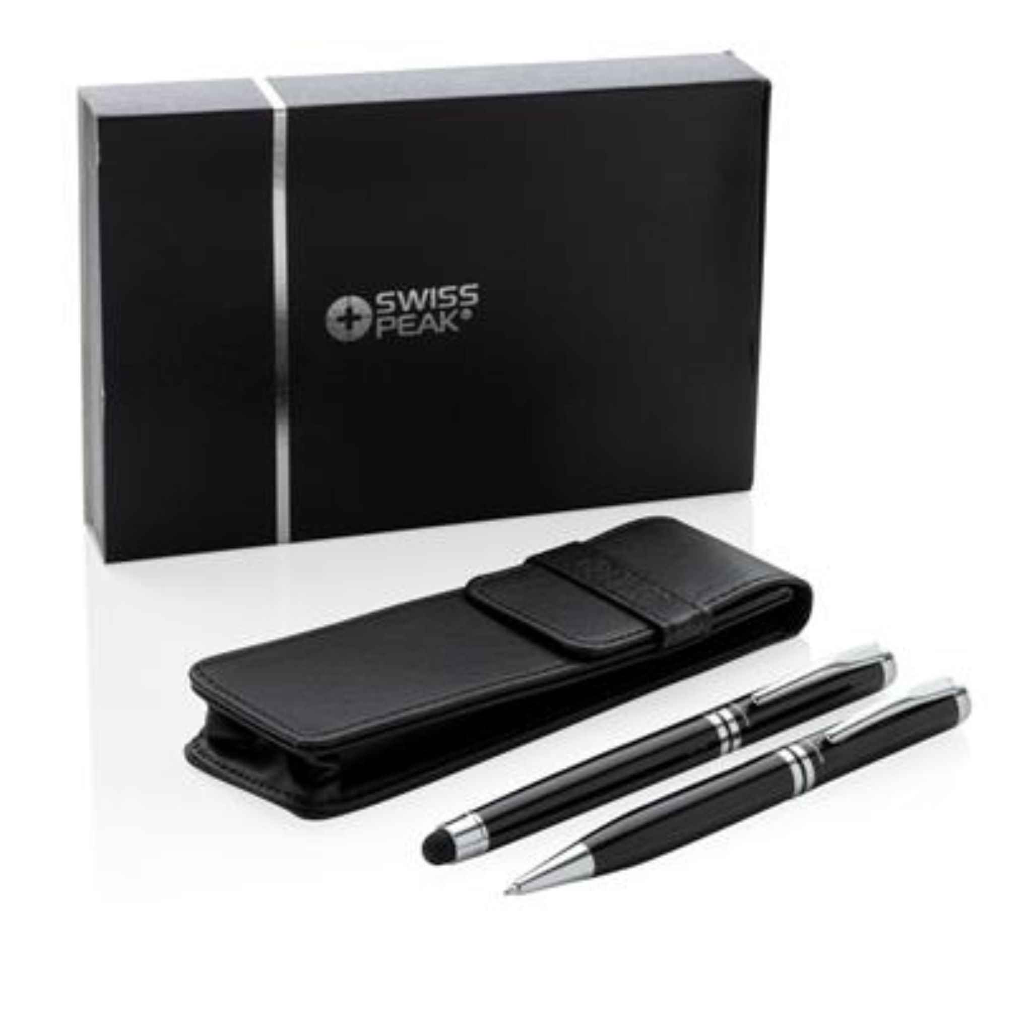 Executive Black and Silver Pen Set showing packaging