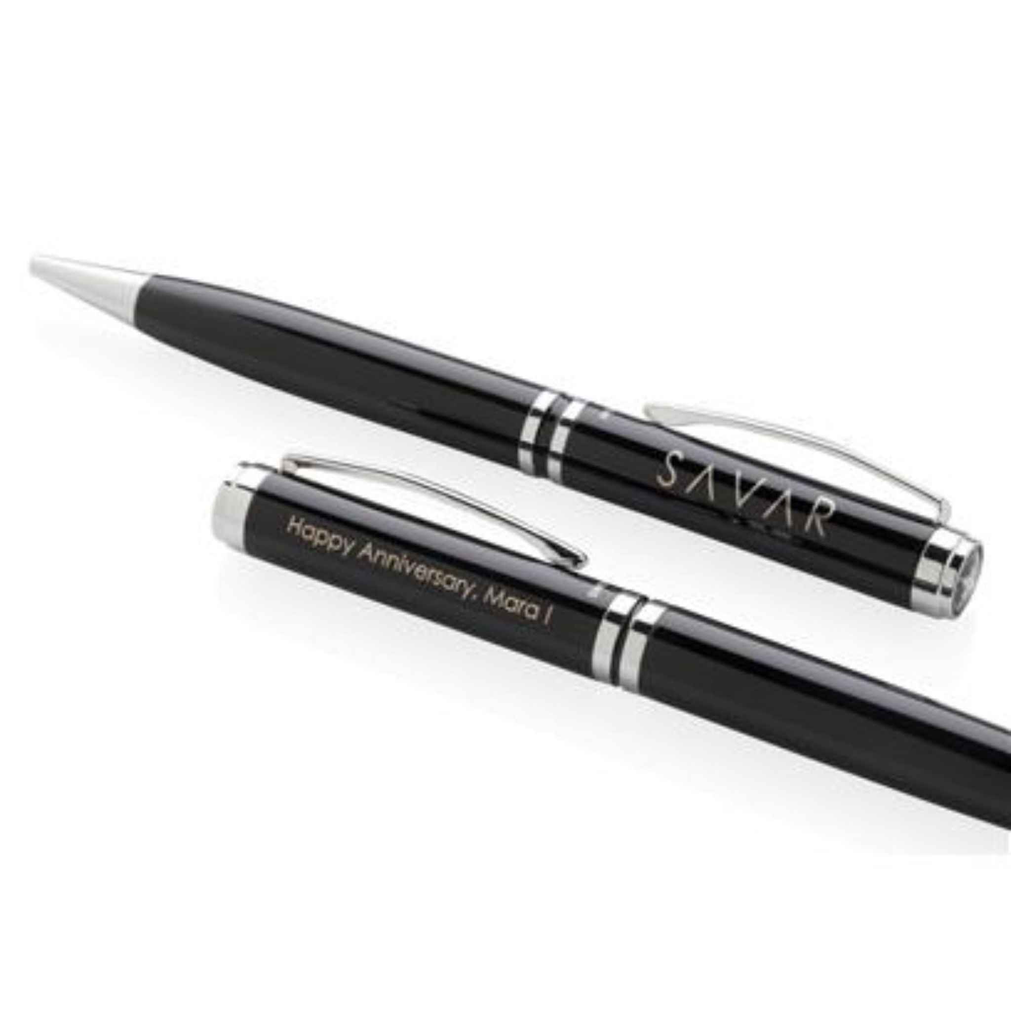 Set of Two Black and Silver Executive Pens 