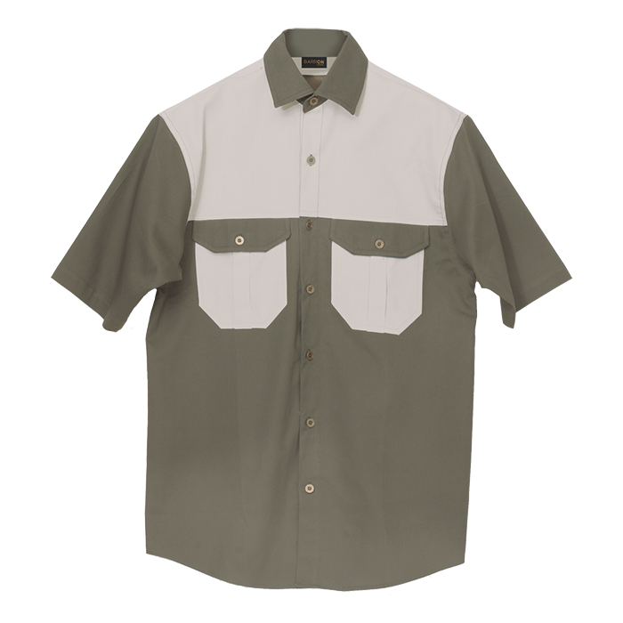 Two Tone Bush Shirt Military Green/Stone / 2XL / Regular - Shirts-Outdoor