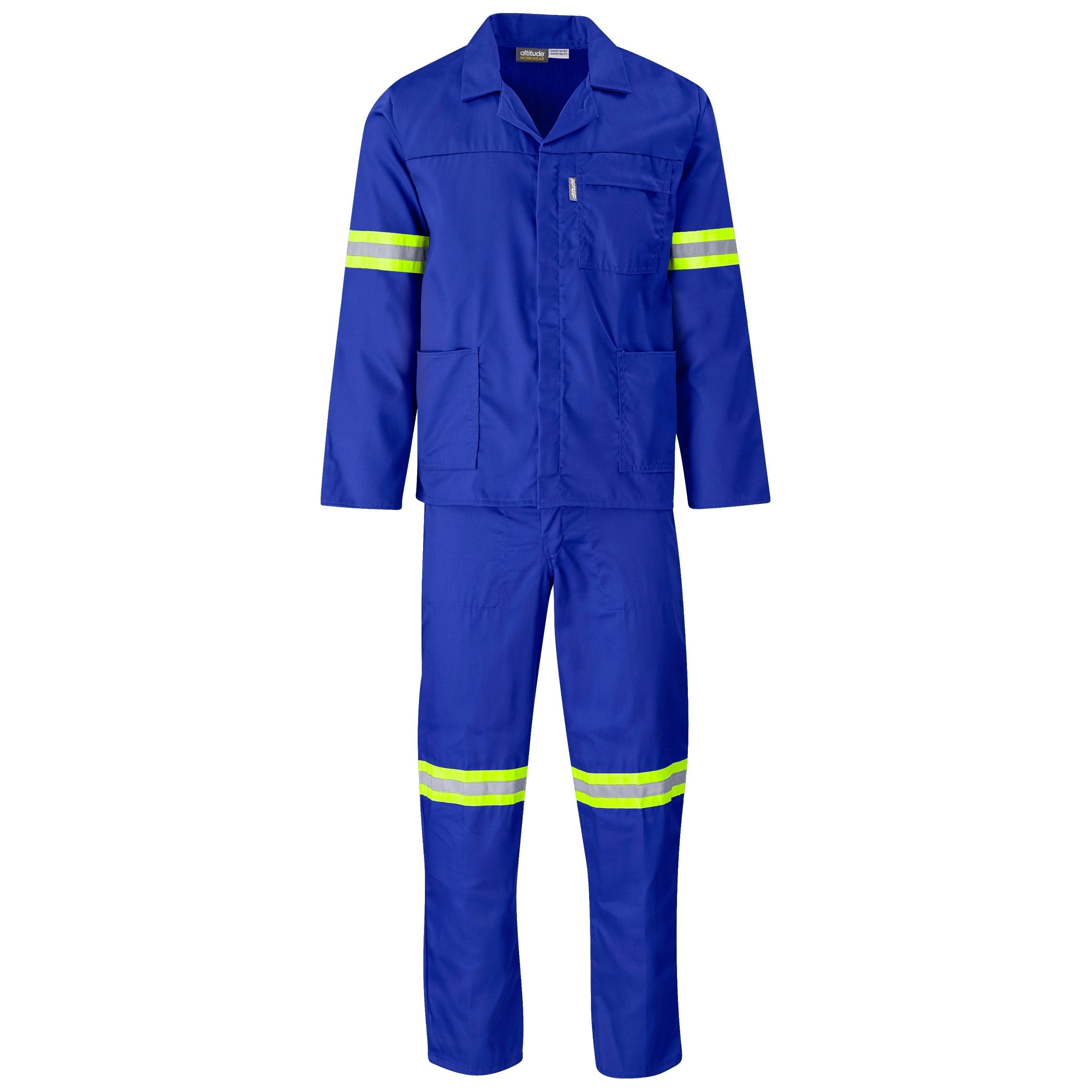 Trade Polycotton Conti Suit - Reflective Arms & Legs - Yellow Tape-32-Royal Blue-RB