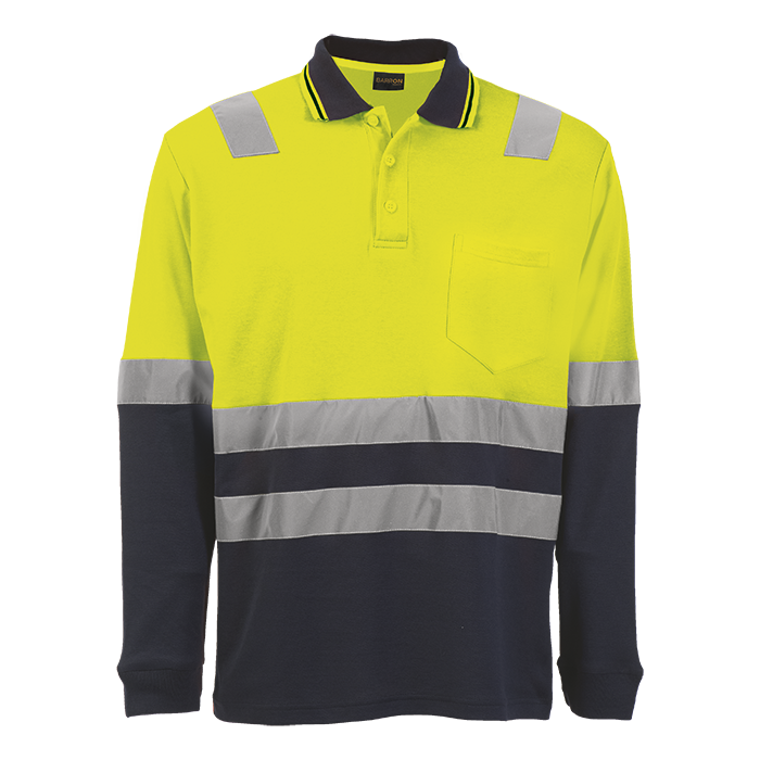 Transit Long Sleeve Golfer  Safety Yellow/Navy / SML