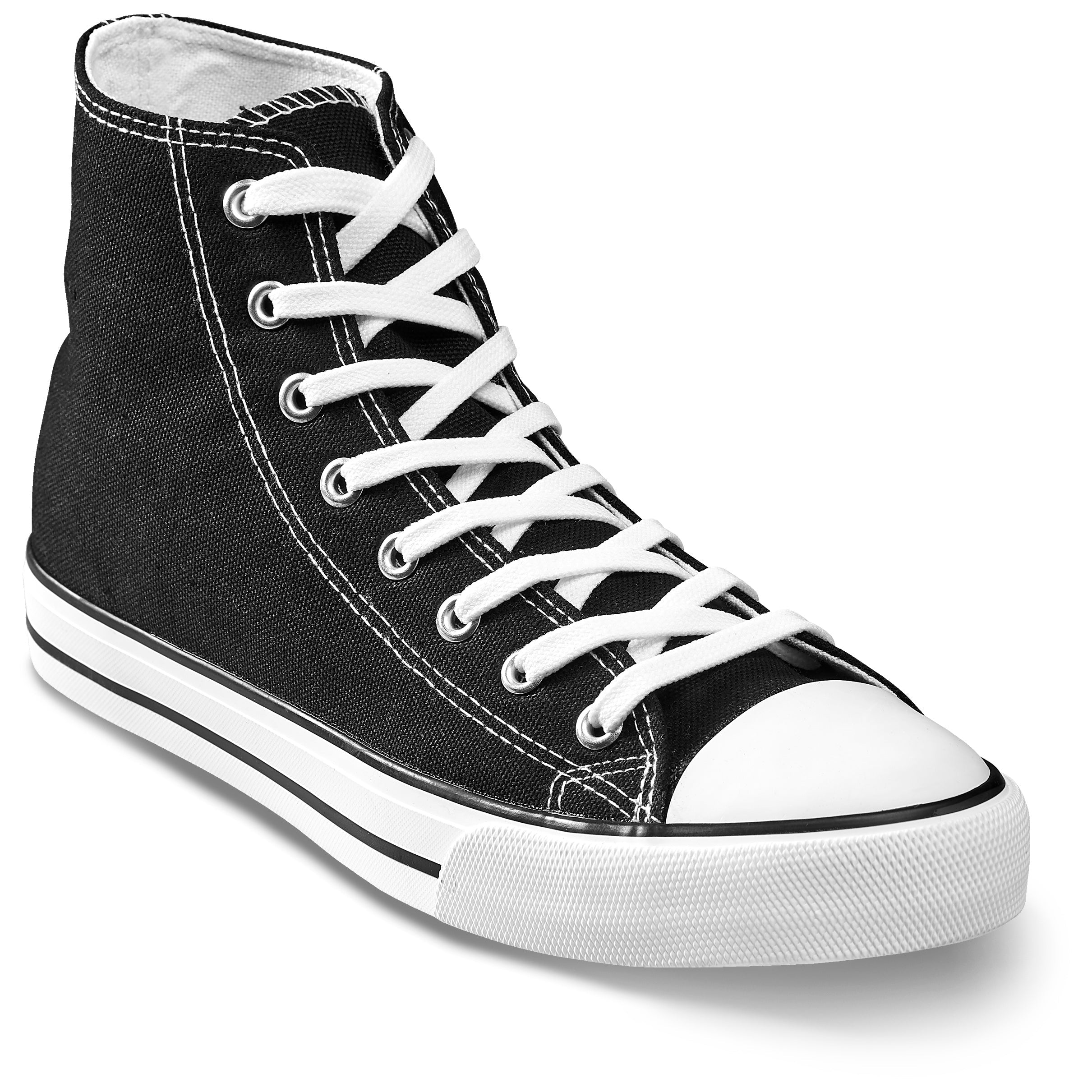 Unisex Retro High Top Canvas Sneaker-Shoes-2-Black-BL