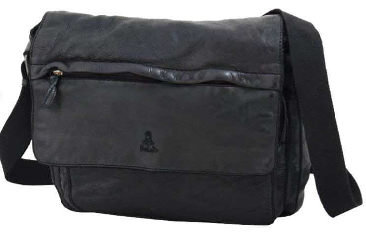 Vintage Leather 13" Messenger Bag | Black-Messenger Bags
