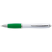 White Barrel Curved Design Ballpoint Pen with Coloured Grip Green / STD / Regular - Writing Instruments