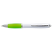 White Barrel Curved Design Ballpoint Pen with Coloured Grip Light Green / STD / Regular - Writing Instruments