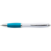 White Barrel Curved Design Ballpoint Pen with Coloured Grip Pale Blue / STD / Regular - Writing Instruments