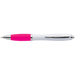 White Barrel Curved Design Ballpoint Pen with Coloured Grip Pink / STD / Regular - Writing Instruments