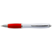 White Barrel Curved Design Ballpoint Pen with Coloured Grip Red / STD / Regular - Writing Instruments