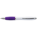 BP30181 - White Barrel Curved Design Ballpoint Pen with Coloured Grip - Writing Instruments