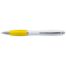 White Barrel Curved Design Ballpoint Pen with Coloured Grip Yellow / STD / Regular - Writing Instruments