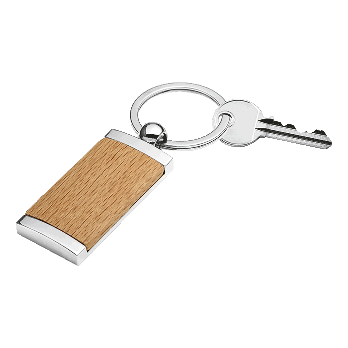 Wooden Keychain With Metal Trim Brown / STD / Last Buy - Keychains