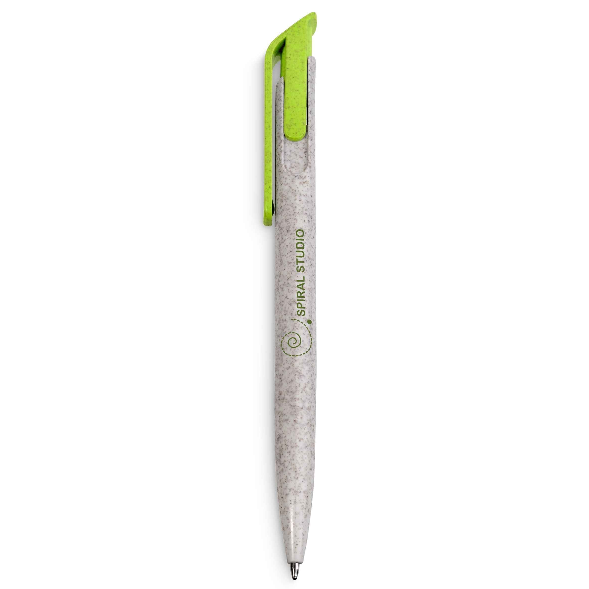 A wheat straw environmentally friendly pen shown in a lime colour