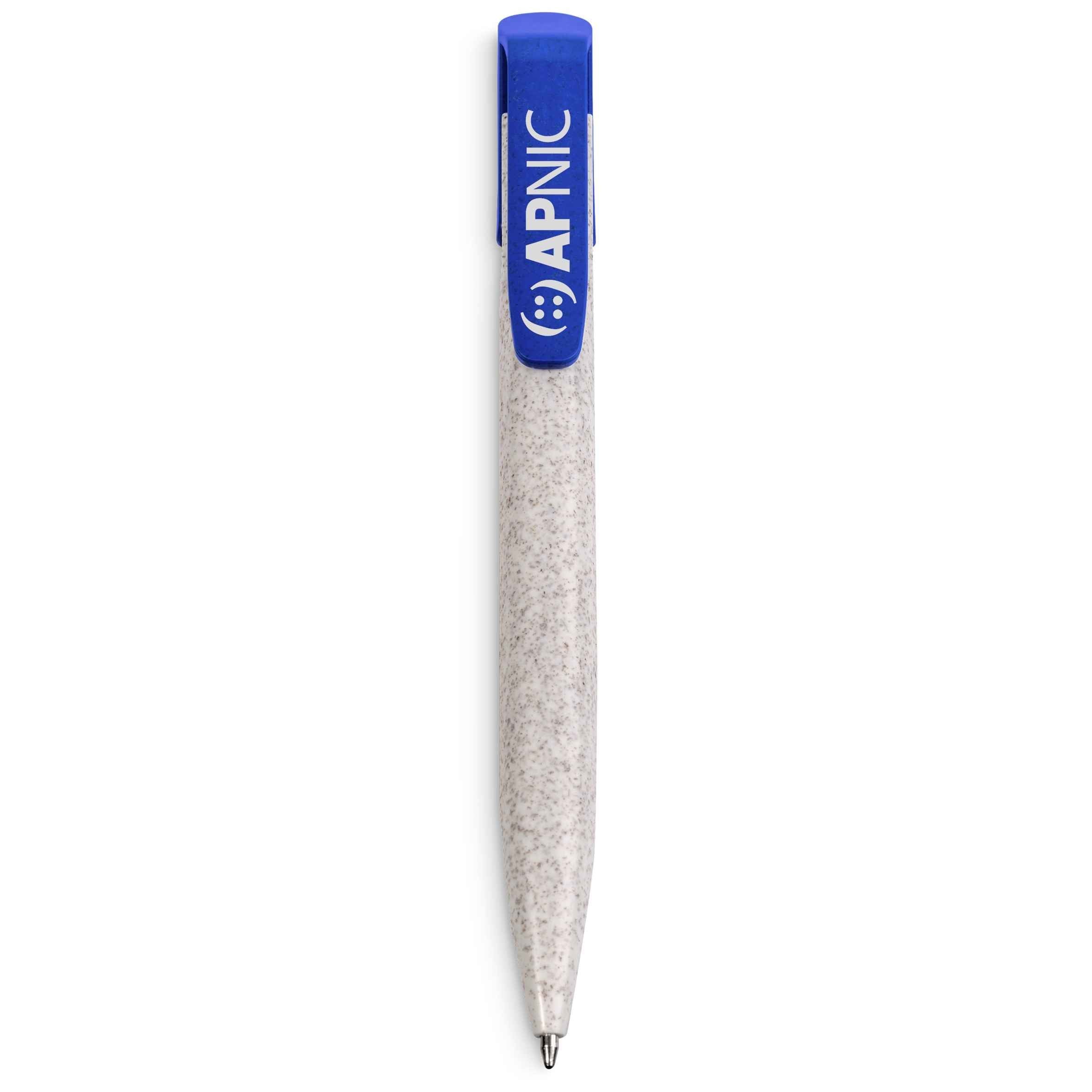 A wheat straw environmentally friendly pen shown in blue.
