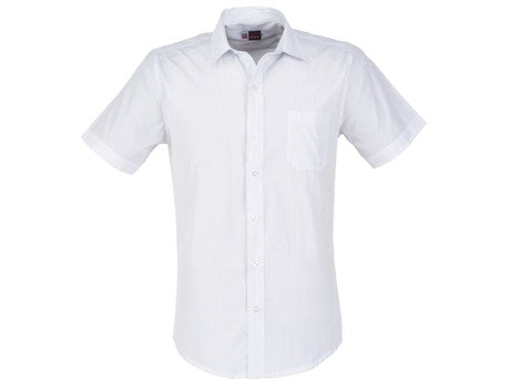 Mens Short Sleeve Huntington Shirt  - White Light Blue