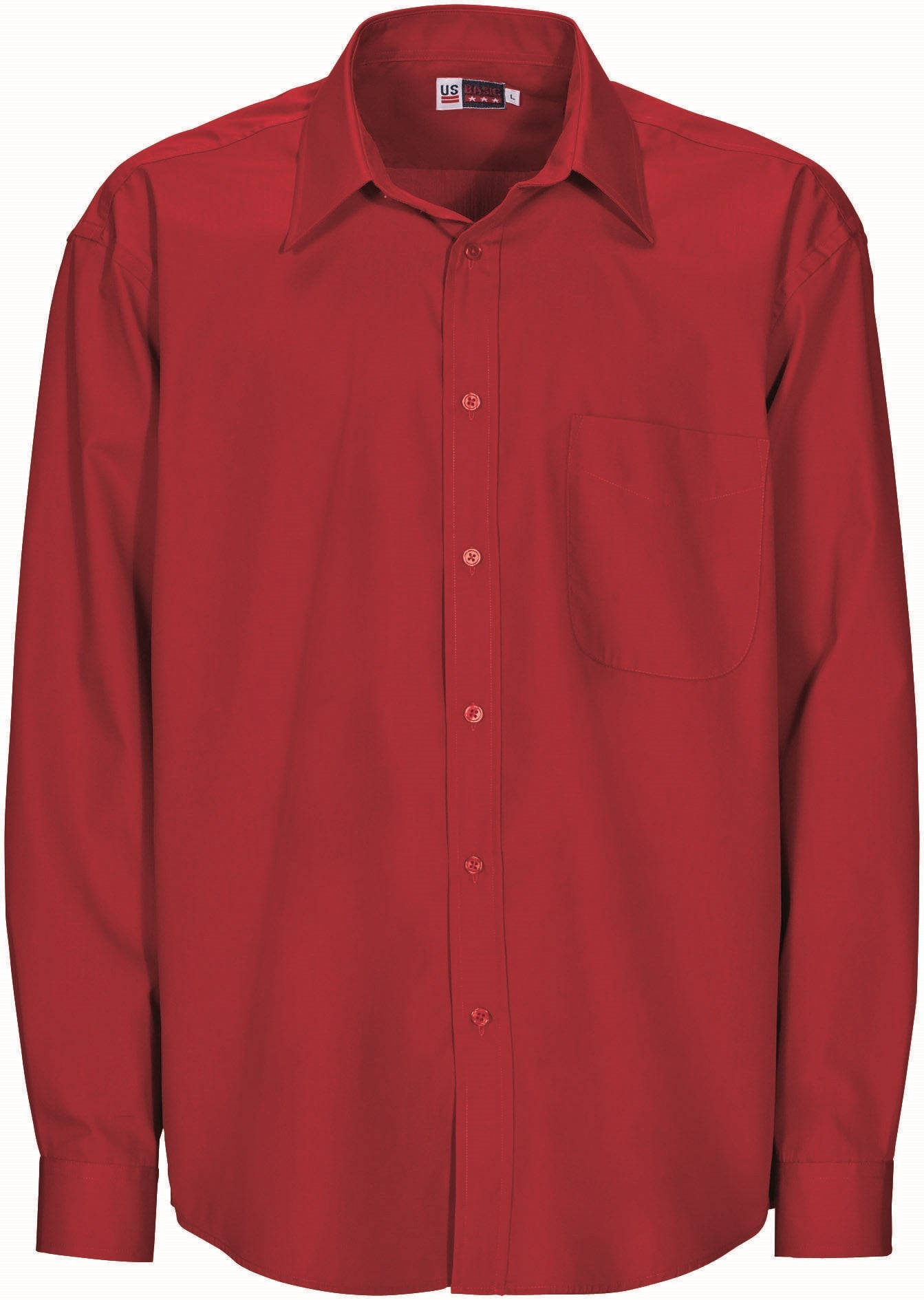 Mens Long Sleeve Washington Shirt - Red