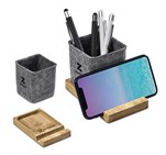 Kyadi Recycled PET & Bamboo Desk Caddy Phone Stand