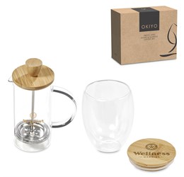 Aibo Glass & Bamboo Coffee Set