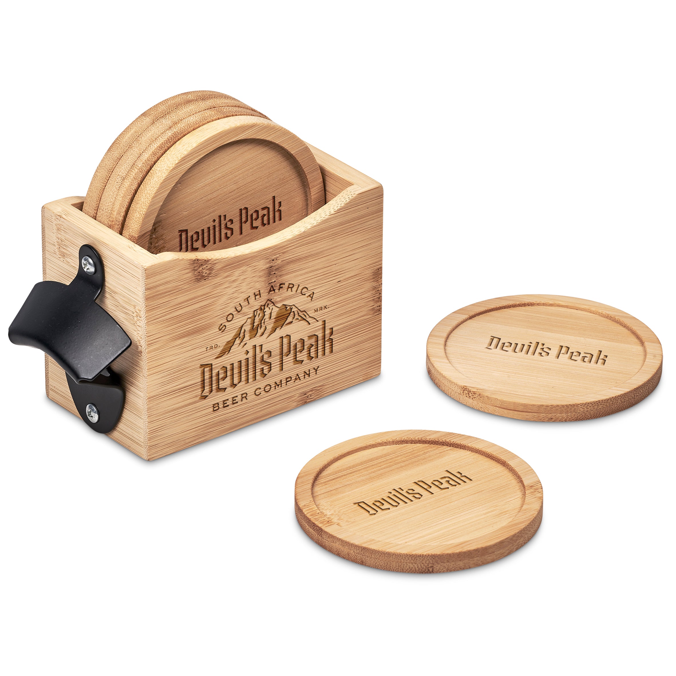 Kanpai Bamboo Coaster & Bottle Opener Set