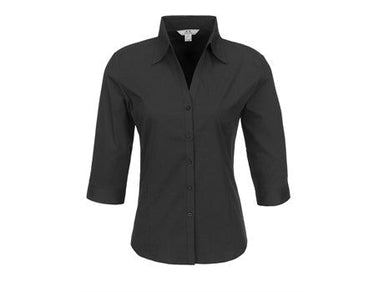 Ladies 3/4 Sleeve Metro Shirt - Black Only-