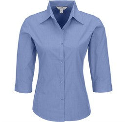 Ladies 3/4 Sleeve Micro Check Shirt-