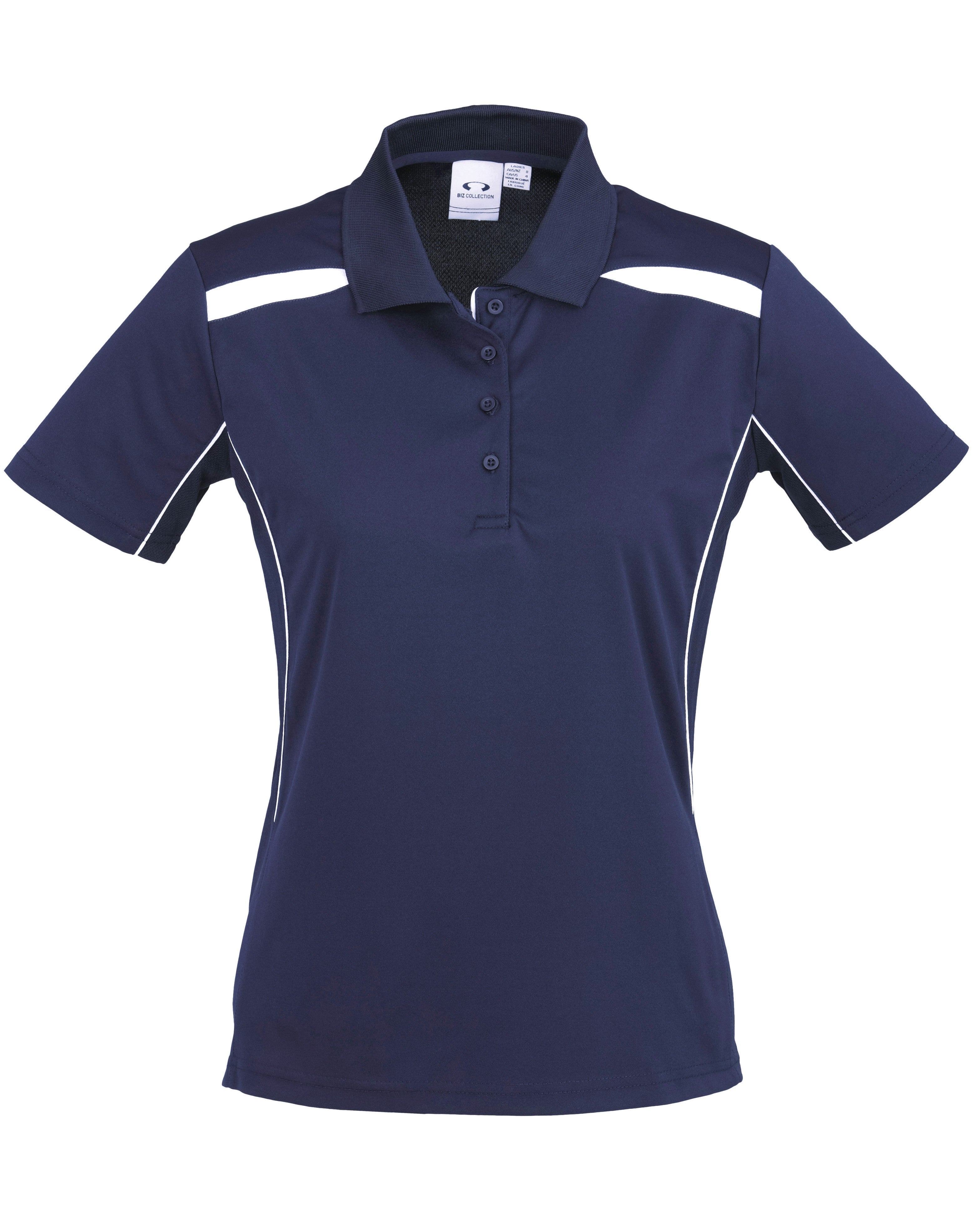 Ladies United Golf Shirt - White Navy Only-L-Navy-N
