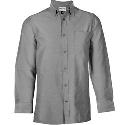 Mens Long Sleeve Oxford Shirt - White Only-L-Charcoal-C